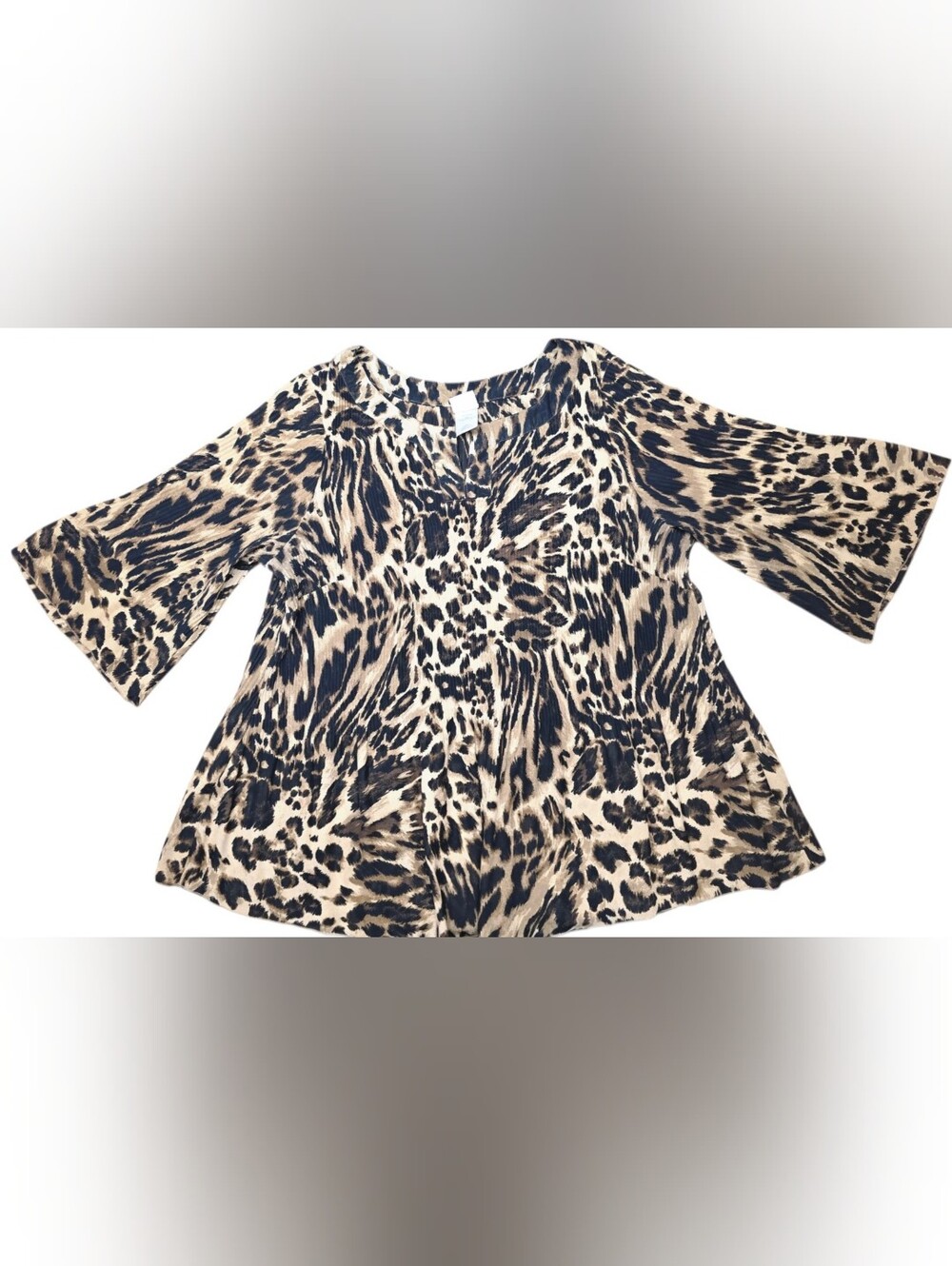 Leopard Print Flared 3/4 sleeve Top 2X